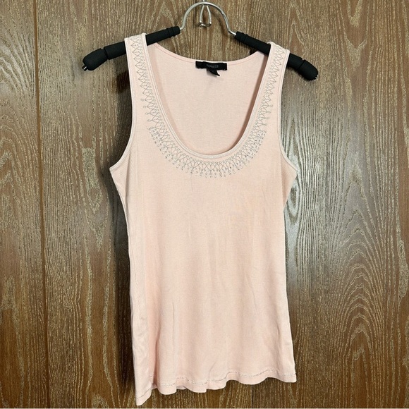 Express Women's Tank Top Pink Large Sleeveless Scoop Neck Collar Detailin‎ - Picture 1 of 9